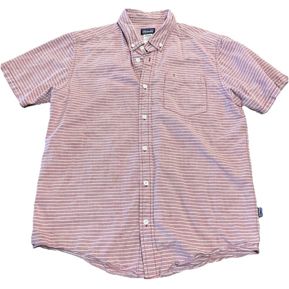 Patagonia Men's Bluffside Short Sleeve Shirt  Collared Button Up Chambray Sz M - Picture 1 of 6
